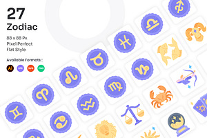 Zodiac Icons Set - Flat, an Icon by Kmg Design