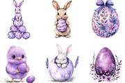 Watercolor Purples Easter Clipart, an Illustration by Designking (Thumbnail 2 of 5)
