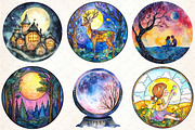 Round Moonlit Nights Stained Glass, an Illustration by DreamCafeArt (Thumbnail 3 of 9)