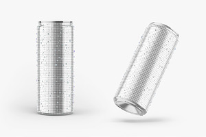 Glossy Metallic Can Mockup Set