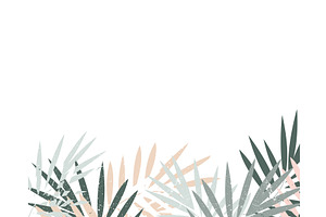 Tropical leaves foliage border, an Object Illustration by Toltemara