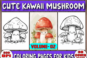 Cute Kawaii Mushroom Coloring KDP 2