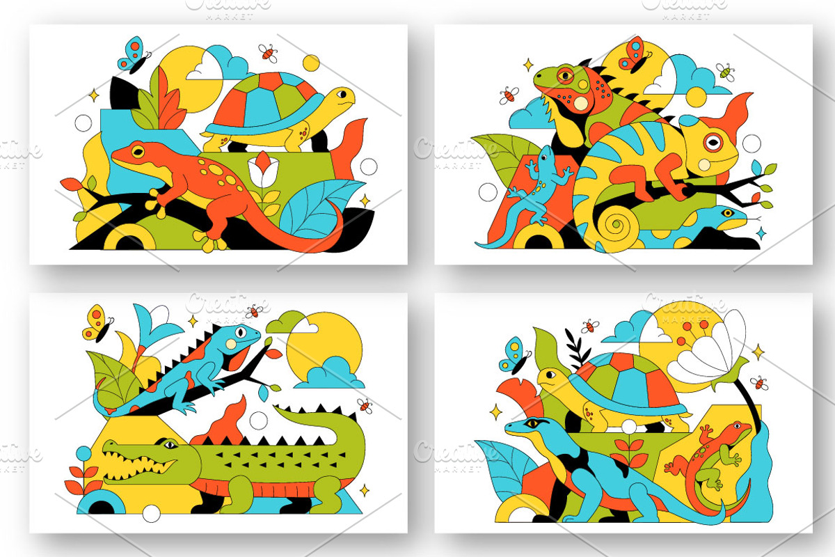 10 Reptile Animals Illustration, an Animal Illustration by denayunebgt (Photo 3 of 4)