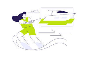 Water skiing abstract concept vector, a Transportation Illustration by Visual Generation