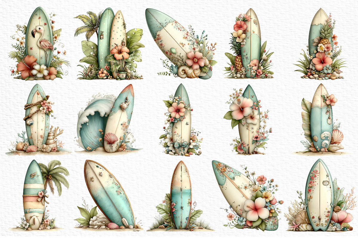 Summer Surfboard Clipart, an Illustration by Craft Nest (Photo 6 of 12)