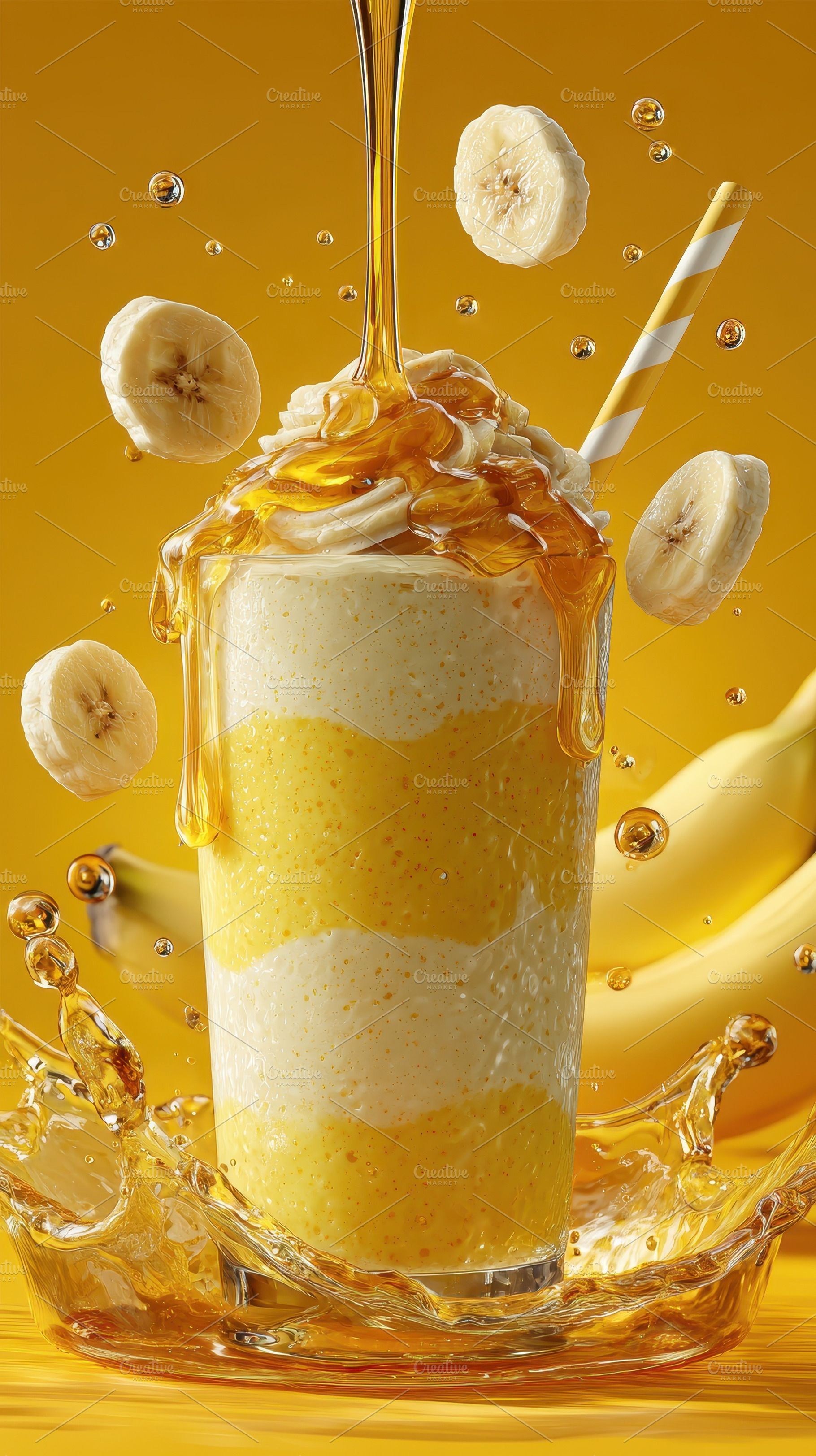 Honey Banana Smoothie Delicious Crea, a Photo by Pixeness Studio