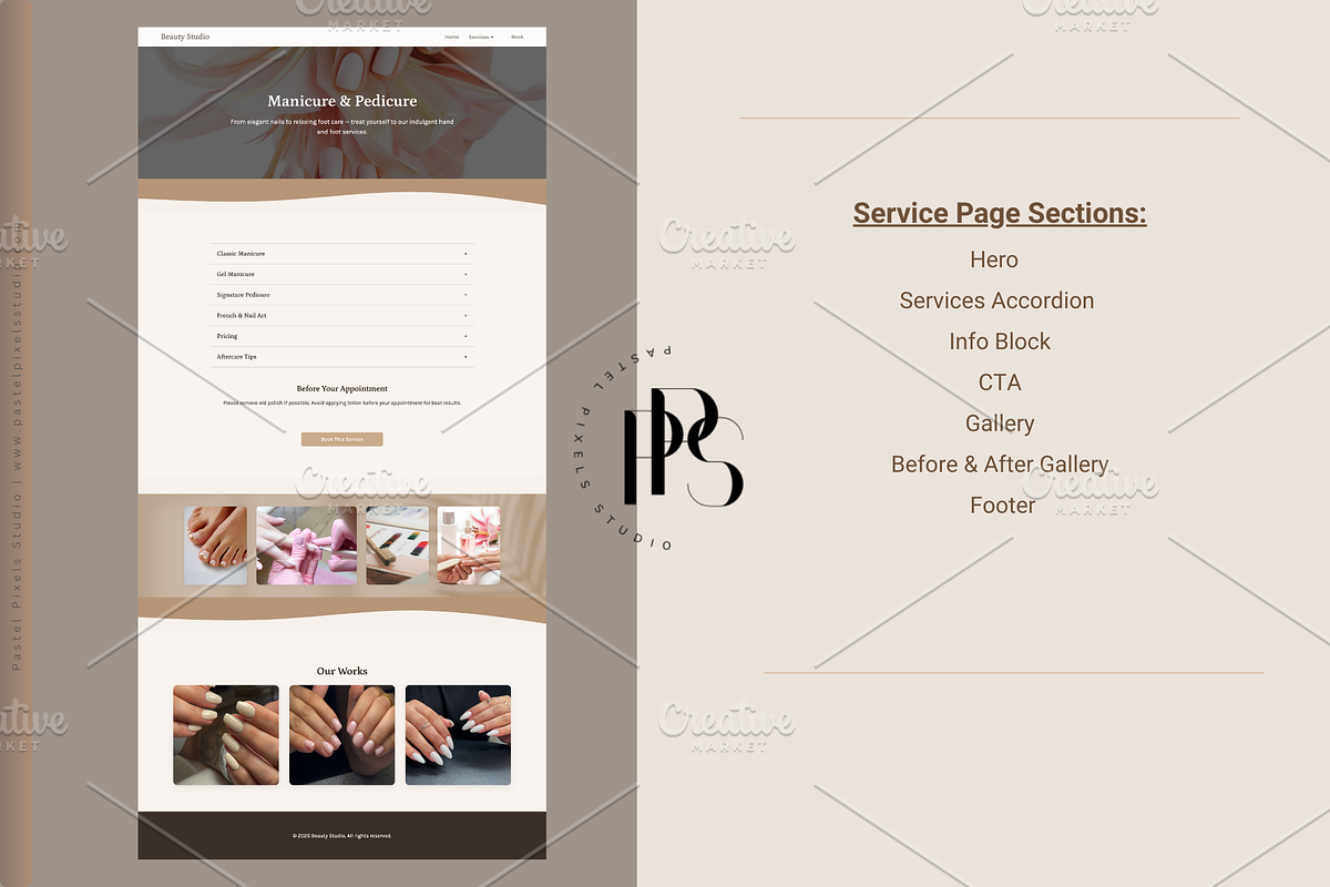 Beauty Salon HTML Website Template, a HTML Template by Pastel Pixels Studio (Photo 3 of 5)