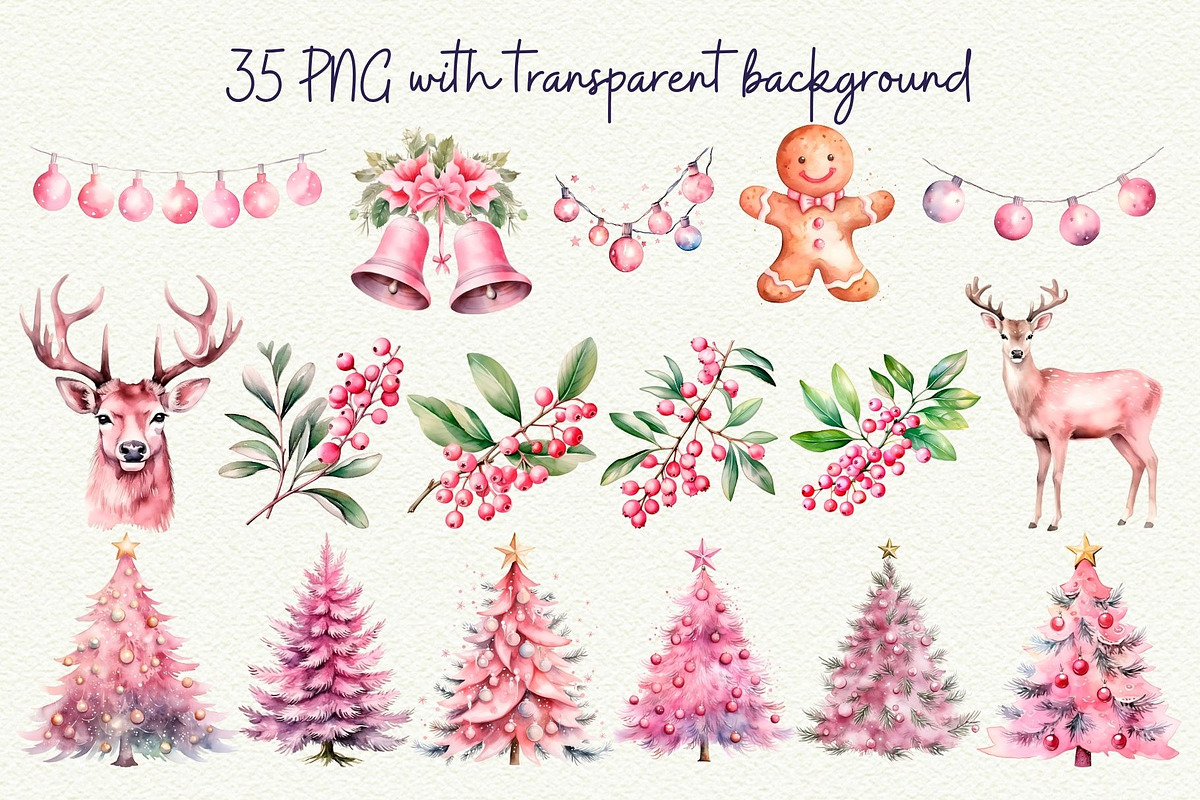 Coquette Pink Christmas Clipart, an Object Graphic by Anna Design Studio (Photo 3 of 8)
