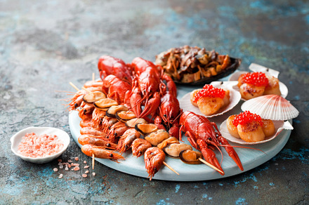 Seafood platter. Assorted seafood -