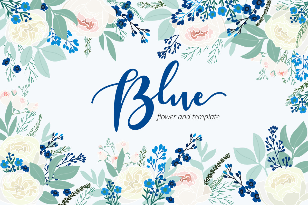 Blue flower hand drawn vector, a Decorative Illustration by MooBeer (Photo 1 of 7)