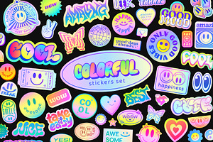 COLORFUL - POP STICKERS VECTOR SET
