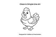 Cute Farm Animals Coloring Pages, an Object Illustration by Annudesign (Thumbnail 2 of 7)