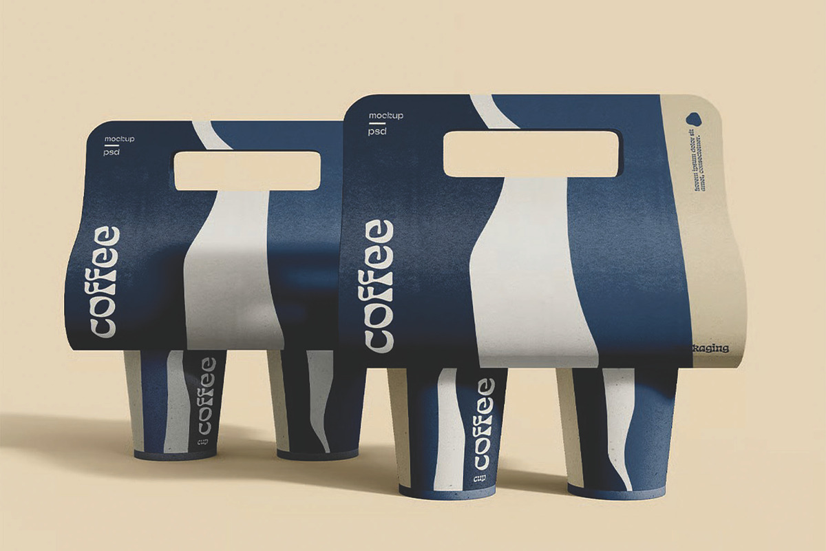Coffee Cups with Holder Mockup, a Cups & Container Mockup by skybluecreative (Photo 1 of 3)