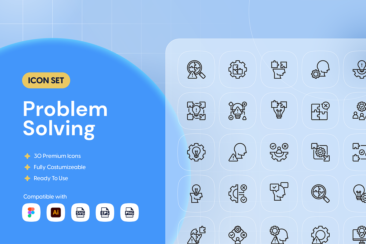 Problem Solving Icon Set, an Outline Icon by Nathaya Studio (Photo 1 of 2)