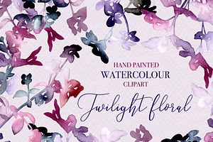 Watercolour Twilight Floral Clipart