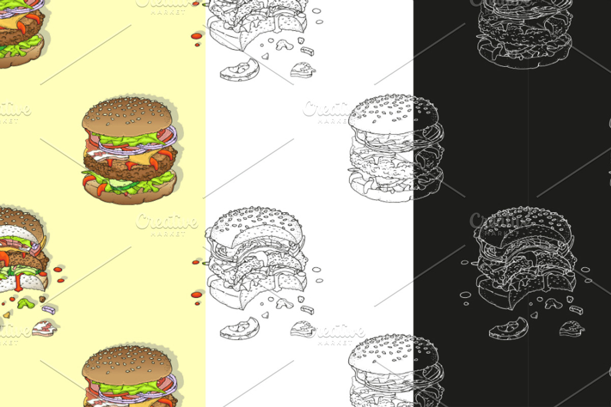 Big Burger Doodle set, a Food Illustration by WINS Doodle shop (Photo 8 of 8)