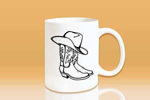 Cowboy Boots, Western Hat Vector