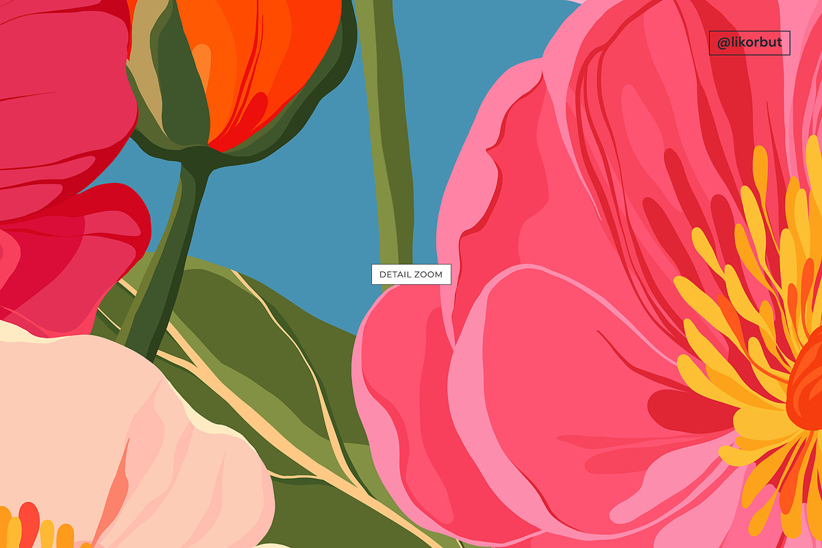Lush Bold Botanical Floral Pattern, a Pattern Graphic by likorbut (Photo 8 of 13)