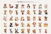 Vintage Christmas Animals Clipart, an Animal Illustration by Artnoy (Thumbnail 2 of 8)