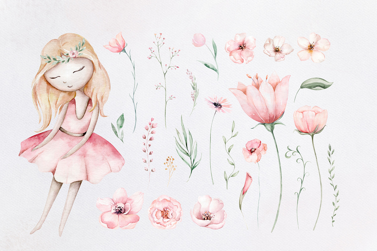 Fairy garden watercolor collection, an Object Graphic by Peace ART (Photo 3 of 14)