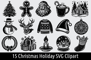 15 Christmas Holiday SVG Cliparts