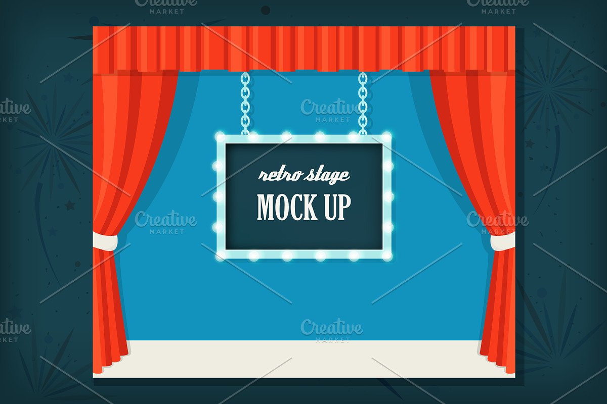 Stage, Curtains and Marquee Sign, an Illustration by Julia Batsheva (Photo 1 of 2)