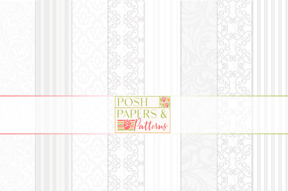 White Damask Stripes Wedding Papers preview 7