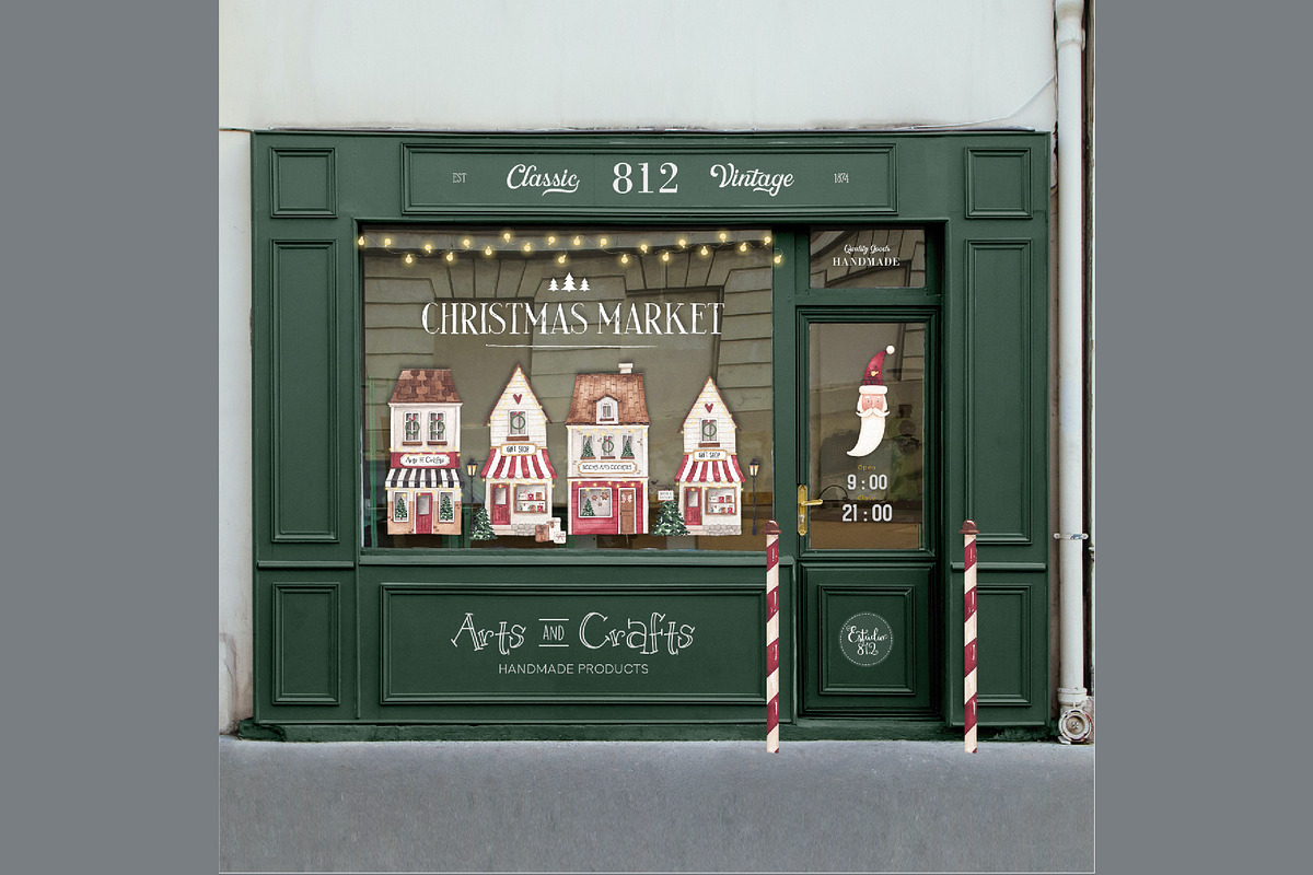 Christmas Village watercolor set, a Decorative Illustration by Estudio 812 (Photo 4 of 10)