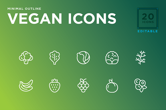 Minimal Vegan icon set preview 5