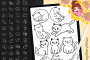 130 Kawaii Cat Procreate Stamps, a Brush Add-On by DrawingStoryShop (Thumbnail 7 of 12)
