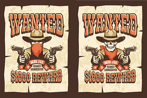 Wanted Wild West Cowboy 3 Posters