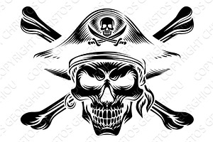 Skull Pirate Crossbones Crosssed, an Illustration by Christos Georghiou