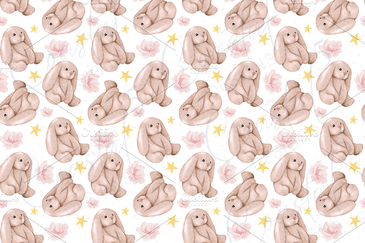 Bunnies Seamless Pattern, a Pattern Graphic by Coastal 5 Designs (Photo 2 of 3)