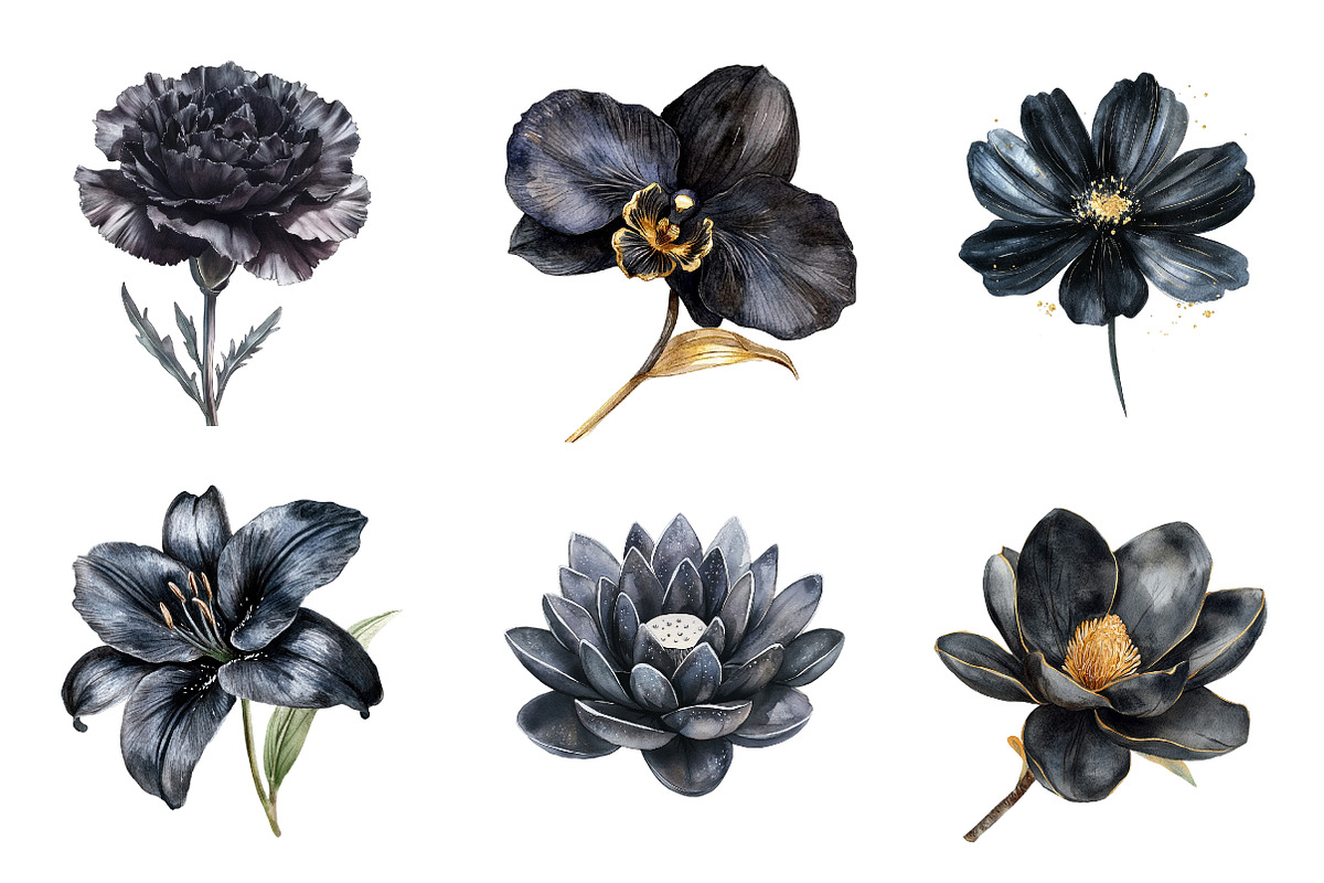 Glitter Luxury Black Spring Flower, an Illustration by CreationArt (Photo 4 of 5)