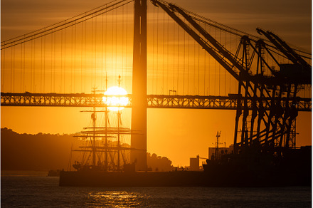 Sunset Over a Majestic Bridge with, an Architecture Photo by Barcelona_dreams