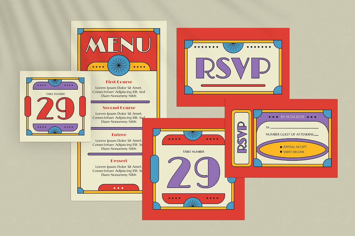 Red Deco Playful Wedding Invitation, an Invitation Template by Aiyari Graphic (Photo 2 of 3)