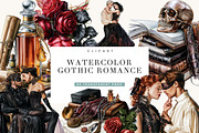 Watercolor Gothic Romance Clipart, a Person Illustration by BusyDaydesign (Thumbnail 1 of 9)