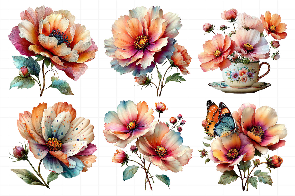 Spring Cosmos Flower Clipart Bundle, an Illustration by Daily.Designs (Photo 8 of 8)