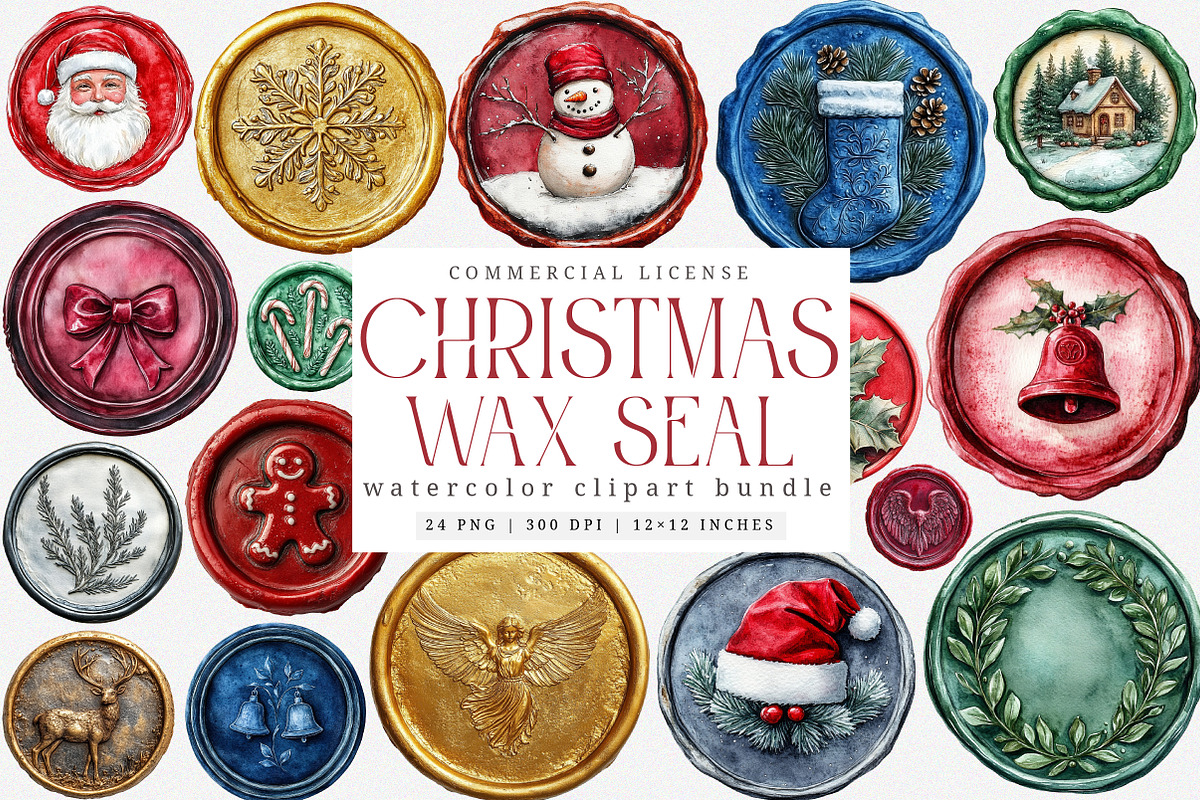 Christmas Wax Seal Clipart PNG, an Illustration by SinaCreation (Photo 1 of 7)
