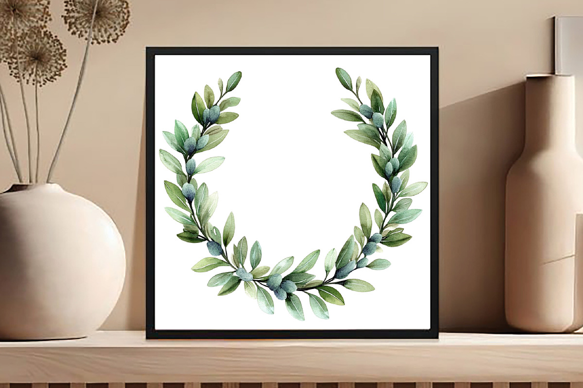 Watercolor Summer Wreath Clipart, an Illustration by DreamCafeArt (Photo 4 of 7)