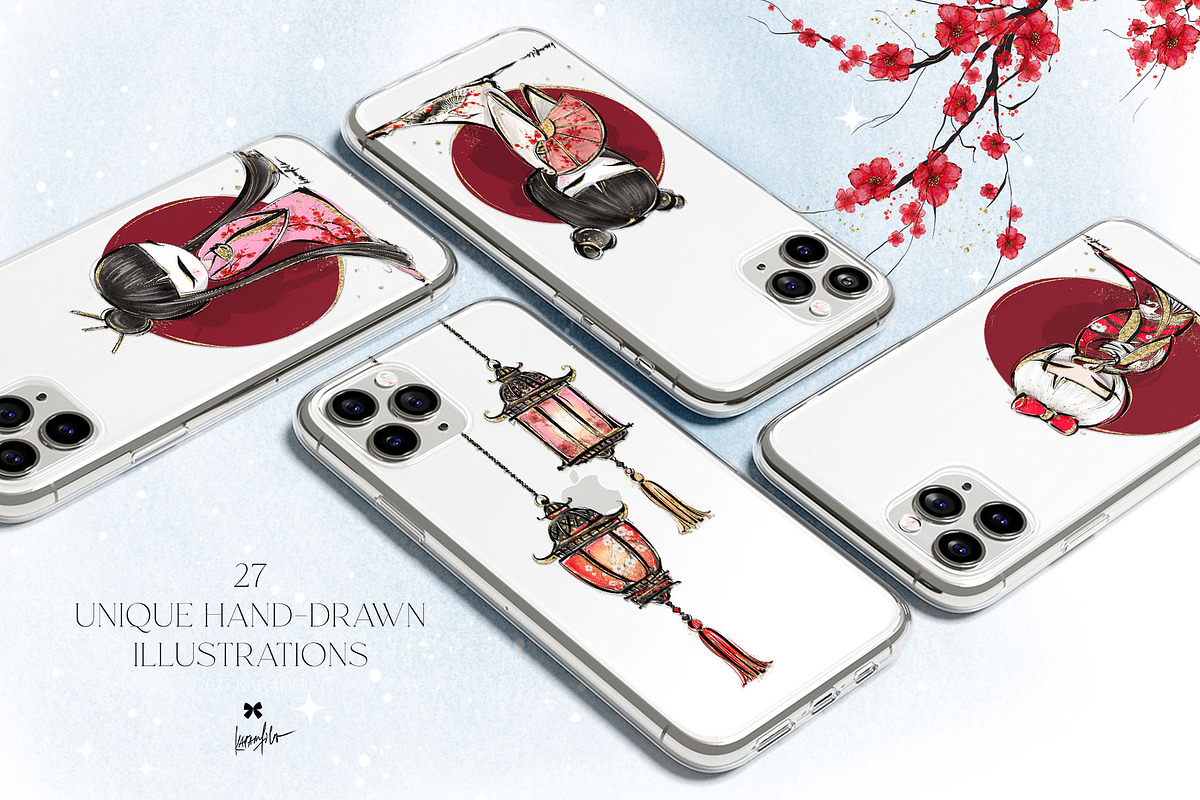 Japanese Kokeshi Dolls Clipart こけし, a Decorative Illustration by KaramfilaS (Photo 7 of 10)