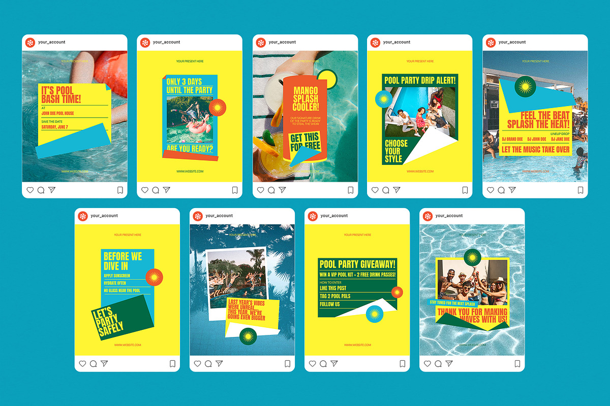 Pool Party Instagram Templates, a Social Media Template by Supanium Studio (Photo 4 of 5)