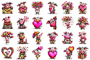 Quirky Valentine Pig Clipart, an Illustration by designcity5 (Thumbnail 2 of 5)