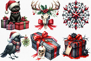 Watercolor Goth Christmas Clipart, an Illustration by Canvas Craft (Thumbnail 2 of 8)