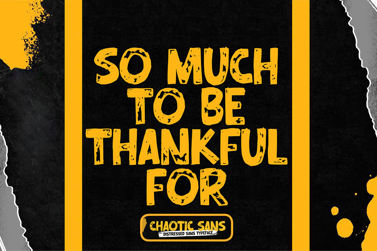 Chaotic Sans – Distressed Display, a Sans Serif Font by Almarkhatype (Photo 7 of 8)