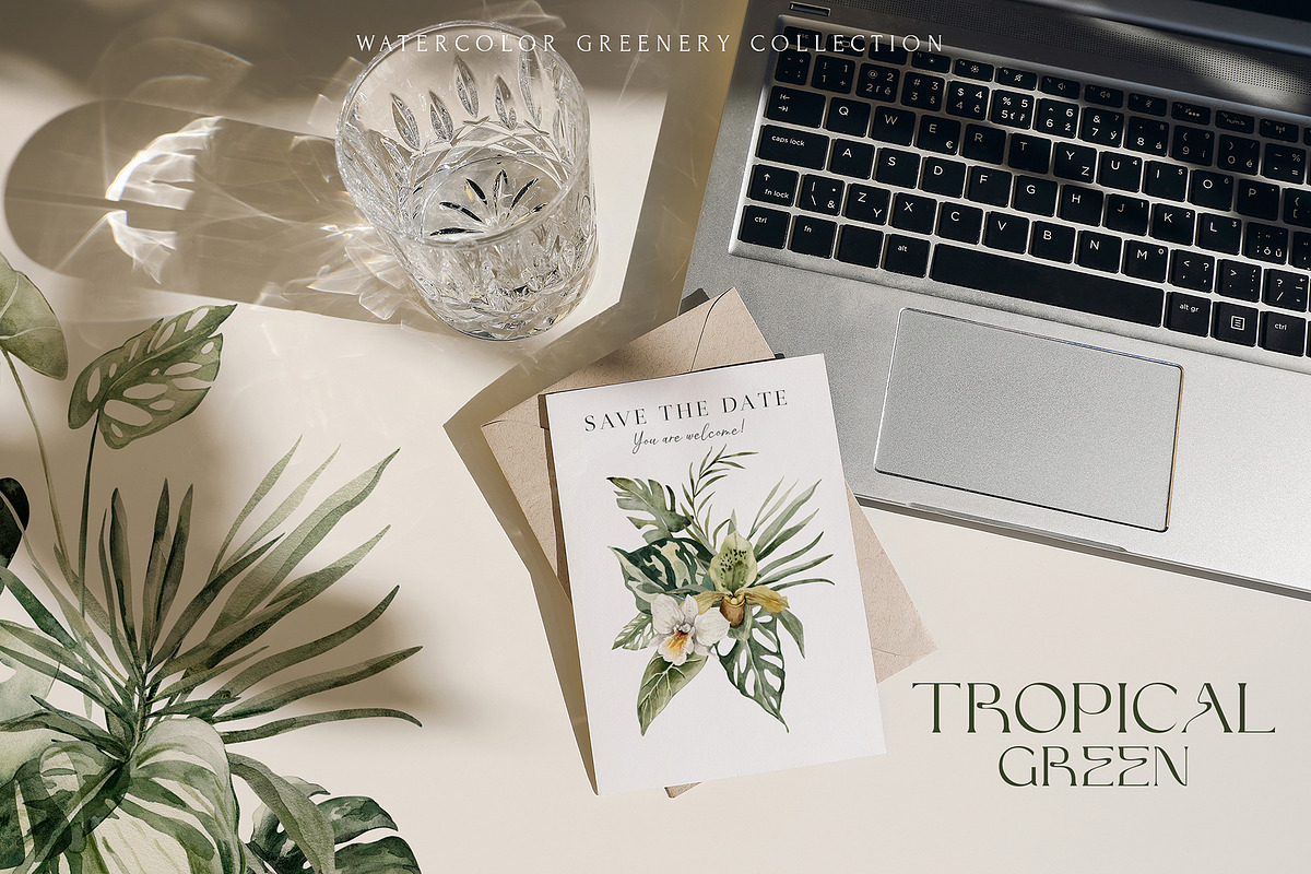 Tropacal Green-watercolor, a Decorative Illustration by AleksaArt (Photo 3 of 16)