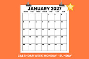 2027 12x12 In Mon-Sun Calendar, a Stationery Template by Running With Foxes (Thumbnail 1 of 5)