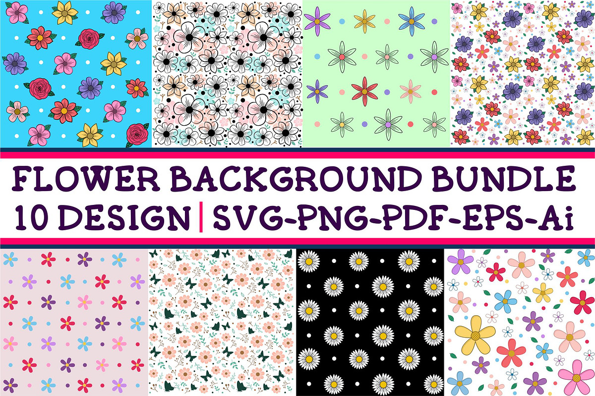 Flower Pattern Background  Bundle, a Pattern Graphic by D2PUTRI (Photo 1 of 11)