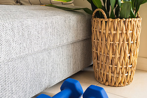 Dumbbells Home Workout Concept, a Health & Medical Photo by THP Creative