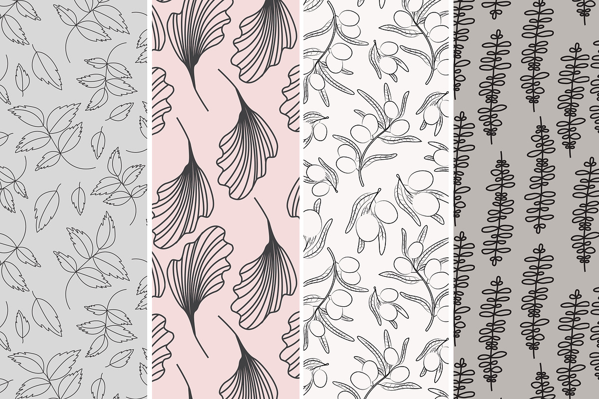 16 Seamless Leafy Vector Patterns, a Pattern Graphic by Pixavics